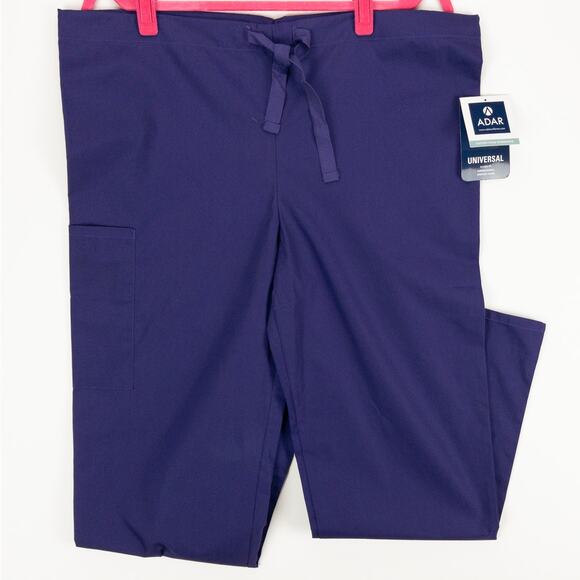 Scrub Pants Adar Universal Small Purple Cargo Pocket Drawstring New Poly Blend - Picture 1 of 13